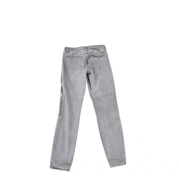 Pistola moto Audrey ribbed knees skinny light Gray low rise Jeans biker size 27 - Picture 3 of 7